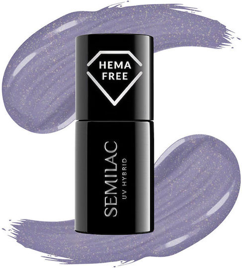 Semilac Classic Semi-Permanent Nail Polish Shimmer Stone Saphirre 379 with Glitter 7ml 1pcs