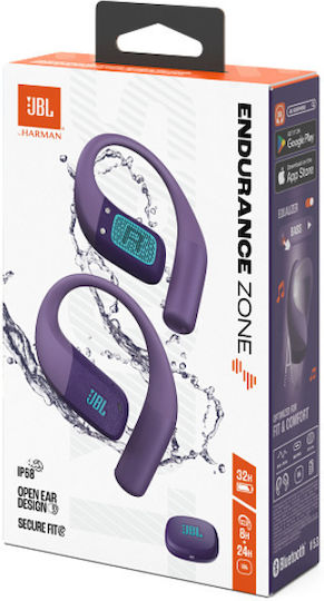 JBL Endurance Zone Open Ear Bluetooth Handsfree Earphones with Sweat Resistance and Charging Case Purple