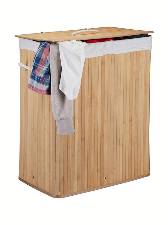 Relaxdays Coș De Rufe Bambus 95lt Cu Capac Bej