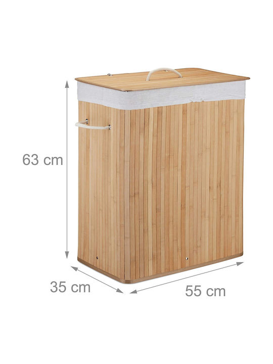 Relaxdays Coș De Rufe Bambus 95lt Cu Capac Bej