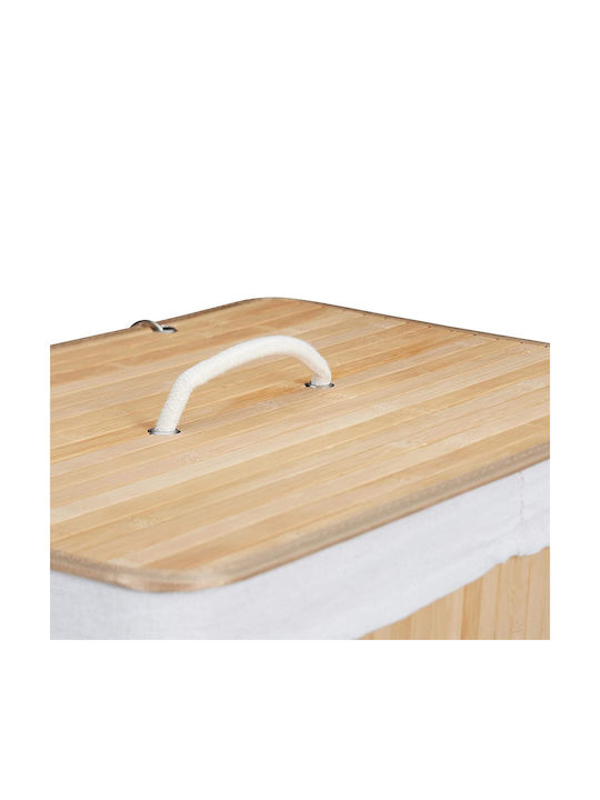 Relaxdays Coș De Rufe Bambus 95lt Cu Capac Bej