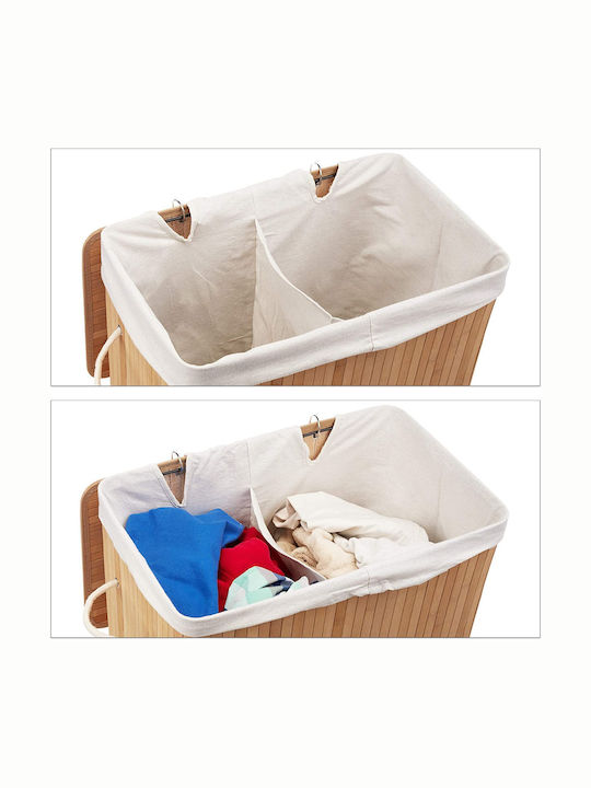Relaxdays Coș De Rufe Bambus 95lt Cu Capac Bej