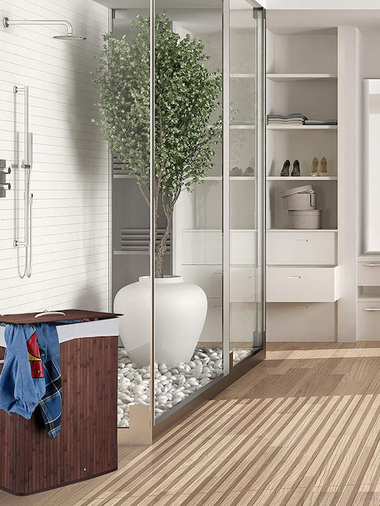 Relaxdays Coș De Rufe Bambus 95lt Cu Capac Bej