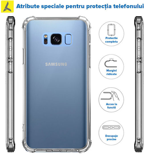 Husă Antișoc Samsung Galaxy S8 Plus Transparentă Hard Acrylic Back Silicon Edges Cornere Anti-cadere Ishield Clar