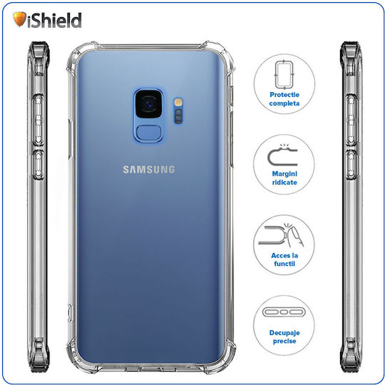 Husă Ishield Samsung Galaxy S9 Plus Protecție Șocantă Ultra Clară Margini din Silicon Acrilic Dur Back Anti-șoc Colțuri Transparent