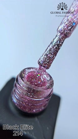 Global Fashion Black Elite Хибриден Лак за Нокти 214 с Glitter 8мл 1бр