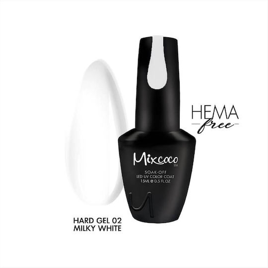 Mixcoco Soak-Off Hard Builder Gel Νυχιών 02 Milky Λευκό 15ml