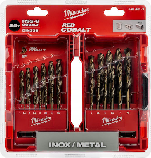 Milwaukee Satz 25 Diamantbohrer Cobaltium mit SDS Plus Schaft für Metall