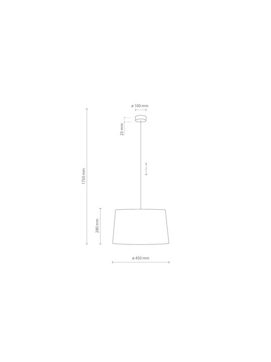 TK Lighting Maja Pendant Light Black Bell with Socket E27 120x45cm