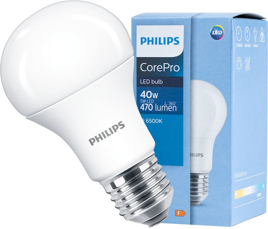 Philips Corepro LED Bulb 5W for Socket E27 and Shape A60 Cool White 470lm