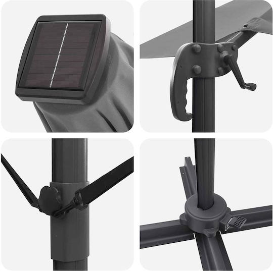 Umbrelă Suspendată Din Aluminiu Gri 6x6xÎnălțime2.7m