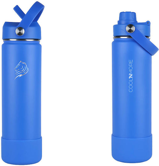 Cool'NMore Μπουκάλι Θερμός Ανοξείδωτο BPA Free 750ml Royal Blue με Επιστόμιο, Θηλιά, Καλαμάκι και Λαβή