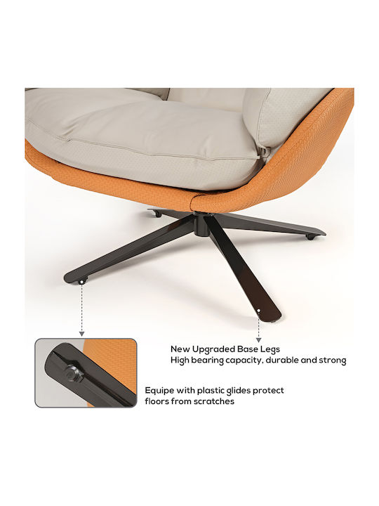 Armchair Swivel from Leatherette Orange 77x36.5x65.5cm
