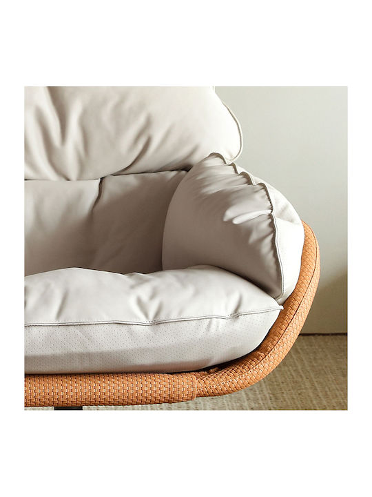 Armchair Swivel from Leatherette Orange 77x36.5x65.5cm
