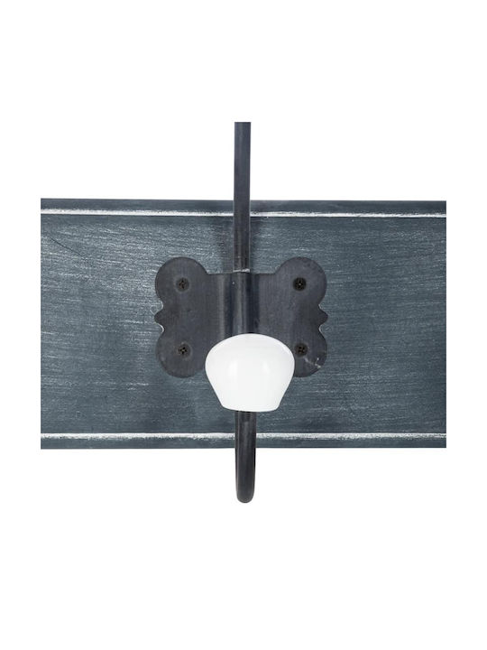 Pakketo Antique Wall Hanger Holden Wooden 10 Hooks Gray 19.5x21.8x9cm