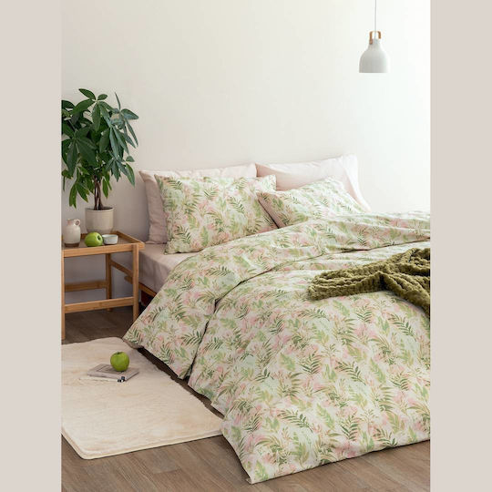 Palamaiki Duvet Cover Set Cotton Single with Pillowcase 170x250 Fashion Life Fl6260 Green