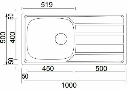 Apell Area 8215 8215-110 Drop-In Spüle Inox Satiniert B100xT50cm Silber