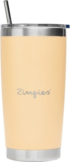 Zingies Ποτήρι Θερμός Ανοξείδωτο / Πλαστικό BPA Free 590ml Sky Blue με Καλαμάκι, Επιστόμιο και Καπάκι-Κύπελλο