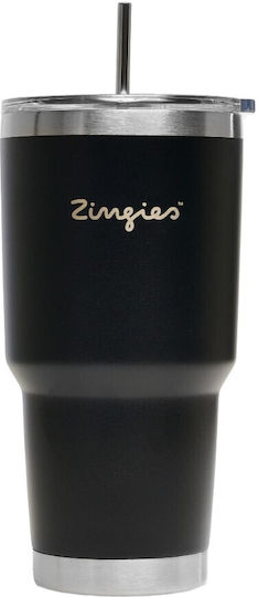 Zingies Ποτήρι Θερμός Ανοξείδωτο BPA Free 880ml Black