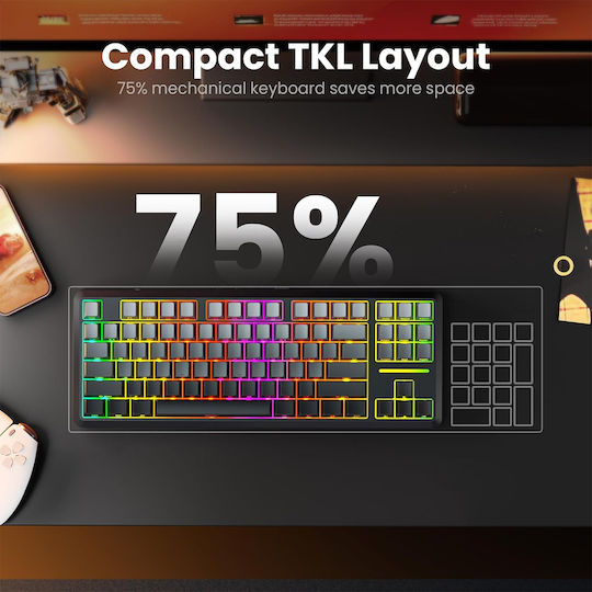 Redragon K734SP-RGB-PRO Ασύρματο Gaming Μηχανικό Πληκτρολόγιο 75% με RGB φωτισμό (Αγγλικό US)