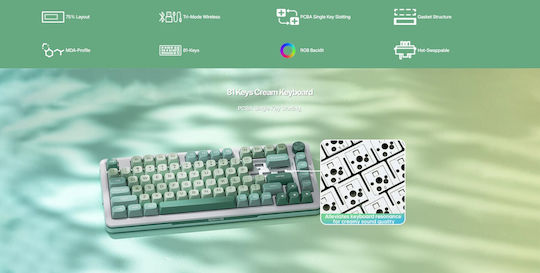 Redragon K681AGG-RGB-PRO Ασύρματο Gaming Μηχανικό Πληκτρολόγιο 75% με RGB φωτισμό (Αγγλικό US) Πολύχρωμο