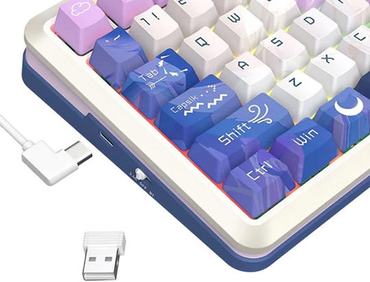 Redragon K708AK-RGB-PRO Ασύρματο Gaming Μηχανικό Πληκτρολόγιο 75% με RGB φωτισμό (Αγγλικό US) Πολύχρωμο
