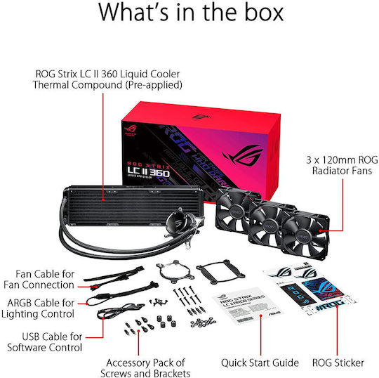 Asus ROG Strix LC II 360 Υδρόψυξη AIO CPU με 3 Ανεμιστήρες 120mm