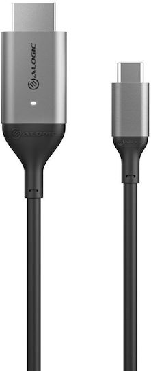Alogic Konverter USB-C / HDMI männlich zu USB-C / HDMI weiblich Schwarz 1Stück (ULCHD02-SGR)