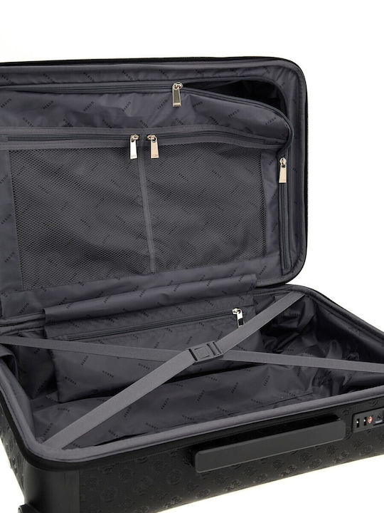 Guess Wilder Medium Hard Suitcase Black With 4 Wheels Height 64cm