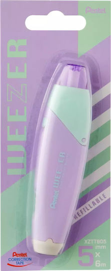 Pentel Correction Tape Retractable Tip 5mm/6m Purple Xztt805v-w
