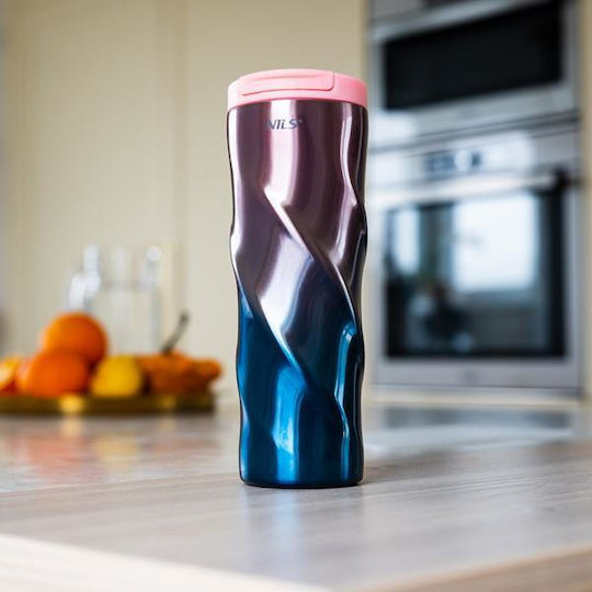 Nils Ποτήρι Θερμός Ανοξείδωτο 500ml Ροζ με Λαβή
