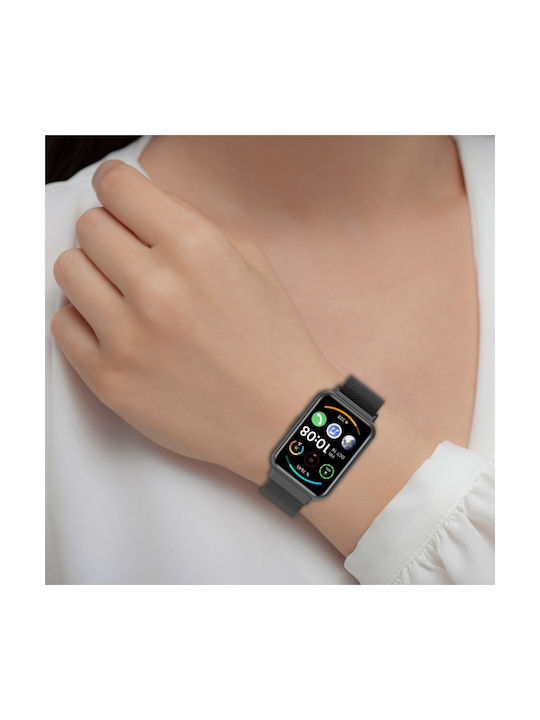 Каишка Неръждаема стомана Черен (Huawei Watch Fit 2 - Хуавей Уотч Фит 2)
