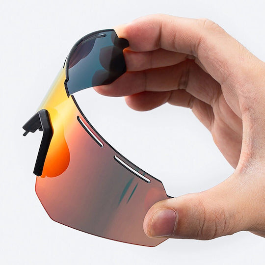 Rockbros Cycling Glasses With Gray Frame And Polarized Transparent Lenses