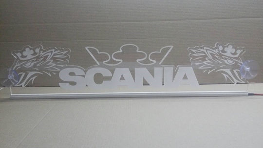 3D Decorative Cabin Sign Red Led 12v24v Scania 500mm 110mm Cable 15m Plug Lighter Socket