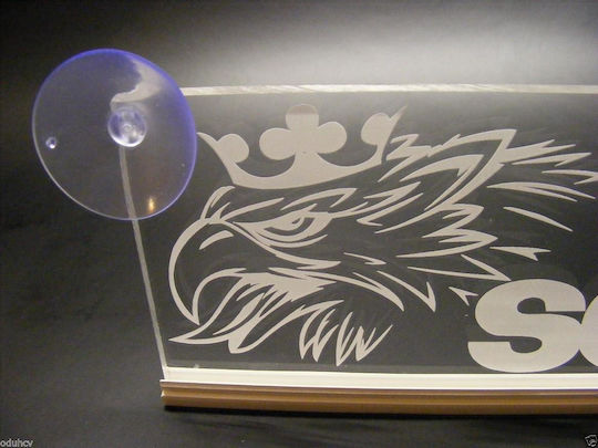 Decorative Laser Engraved Cabin Sign Blue Led 24v Scania 250mm90mm6mm Cable 15m Plug Lighter Socket
