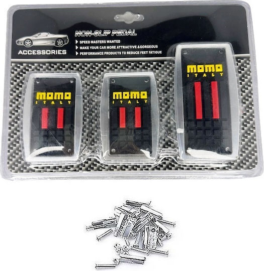 Car Pedal Set Non Slip Universal Aluminum Black 3pcs