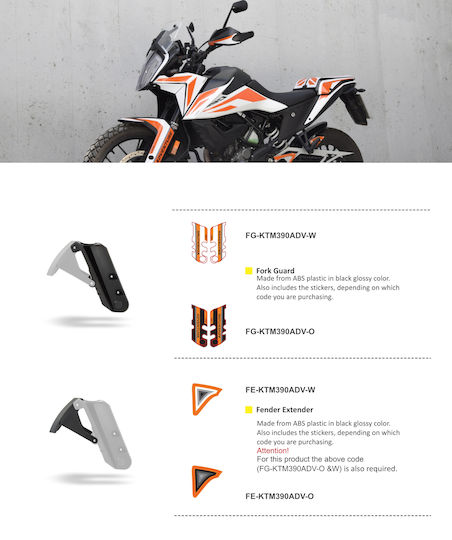 C-Racer Motorcycle Front Suspension Protectors KTM 390 Adventure Black