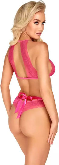 Kissable Rosa Spitze 2-Teile-Set Satin Schleife L XL
