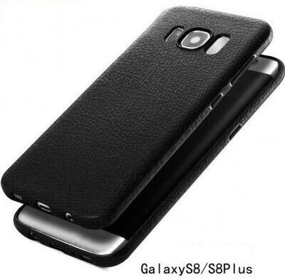 Tech-Protect Back Cover Piele artificială Negru (Galaxy S8)