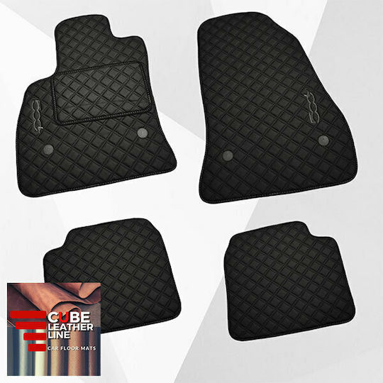 Fiat 500l 2012 Πατακια Τεχνοδερμα Cube Μαυρο Me Γκρι Κεντημα 500l Σετ 4τμχ