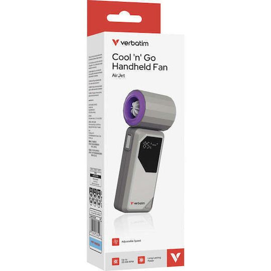 Verbatim Cool N Go Air Jet Handheld Ventilator Elektrisch Ohne Flügel 6W Grau