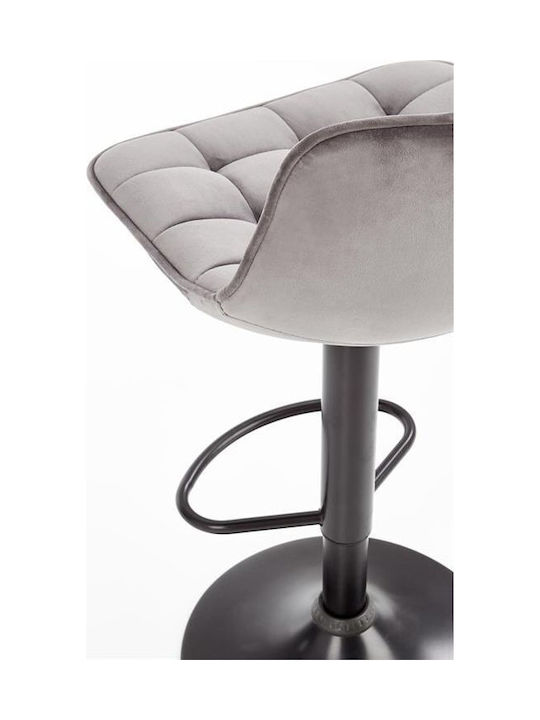 Stool Bar with Backrest Upholstered with Velvet Gray