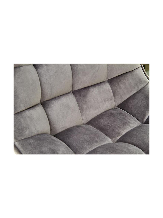 Stool Bar with Backrest Upholstered with Velvet Gray