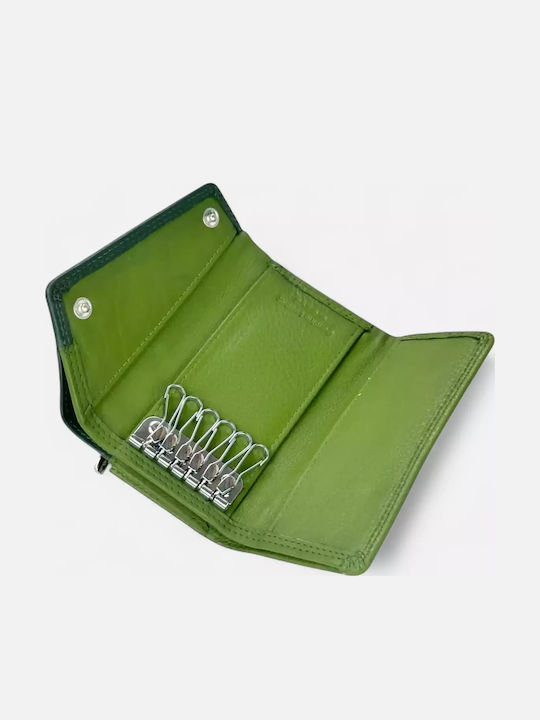 Leather Key Holder Calfnero 6 Rings – Green F1750