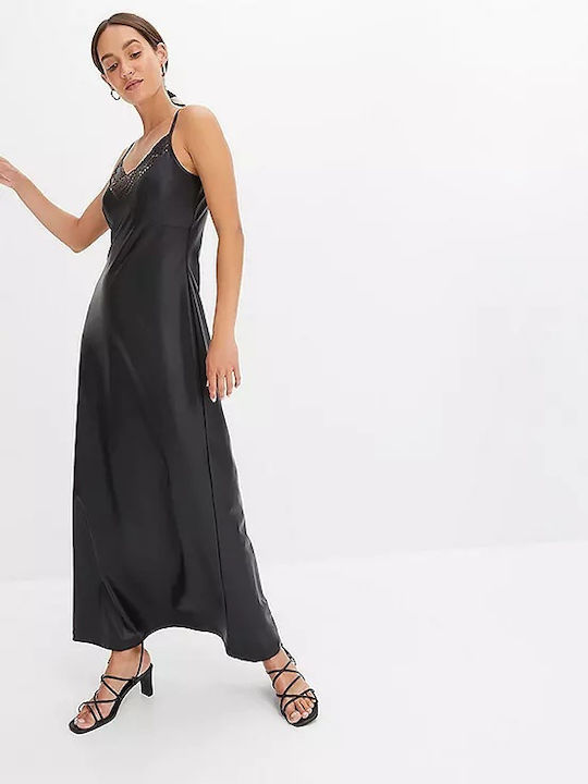 Abend Damenkleid Leder Schwarz