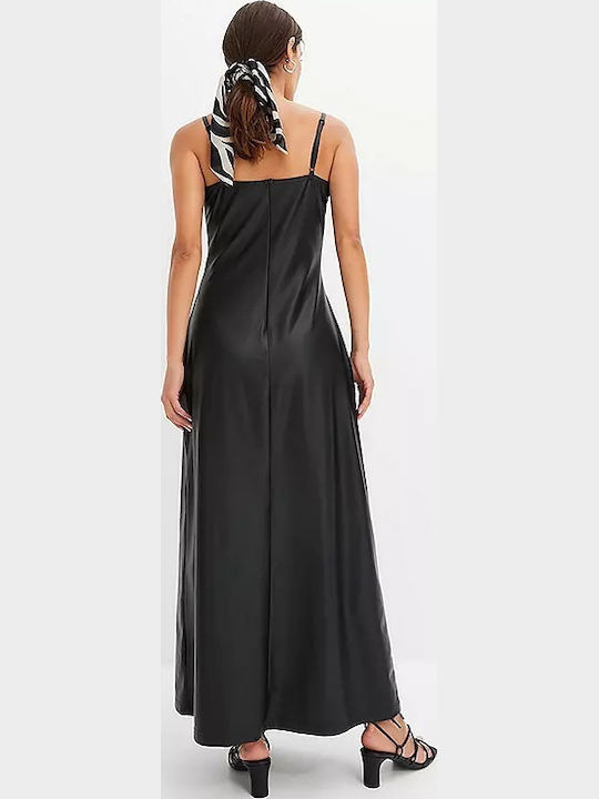 Abend Damenkleid Leder Schwarz
