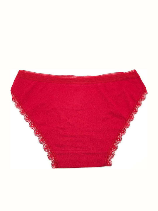 Women's Slip with Lace Red
