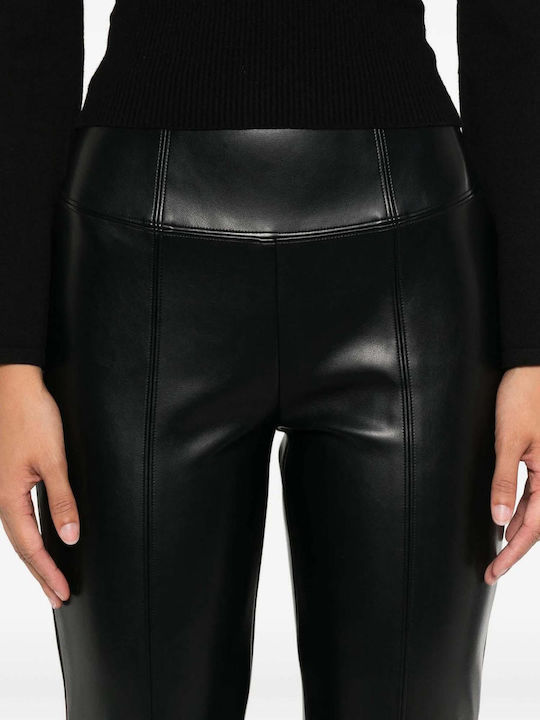 Women's Fabric Trousers Flared Slim Fit Black