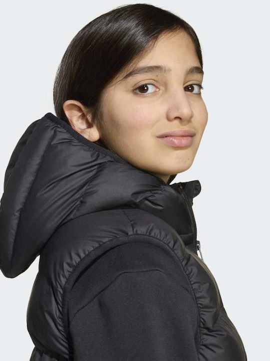 Down Jacket Kids Sports Sleeveless with Hood Black