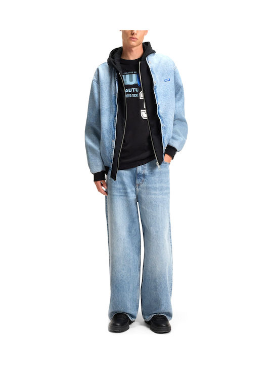 Draisen Men's Jeans Pants with Loose Baggy Fit Blue